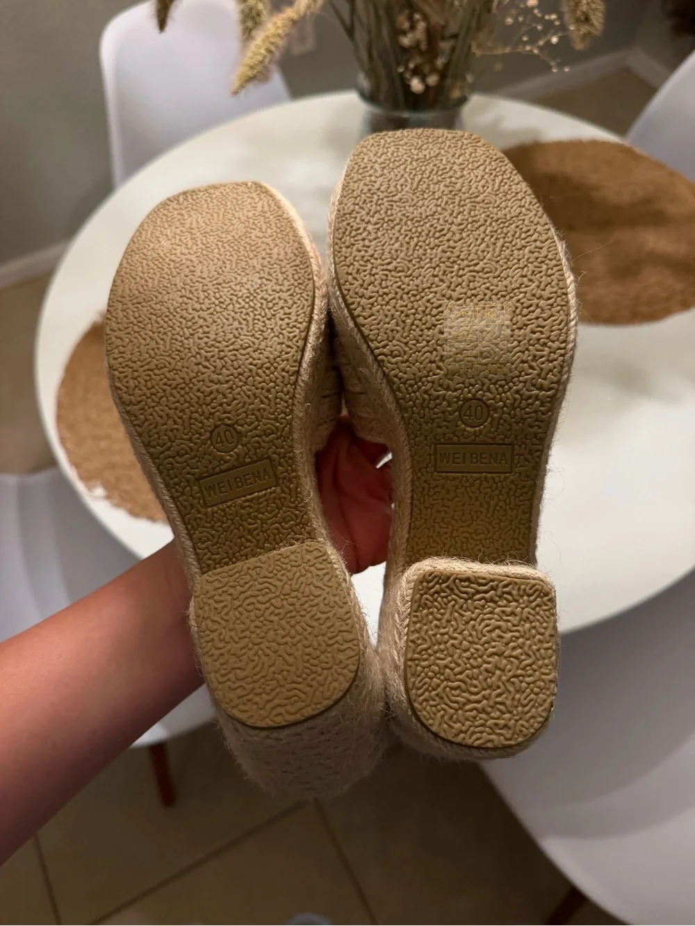 Neutral Espadrille Platform Slide Heels